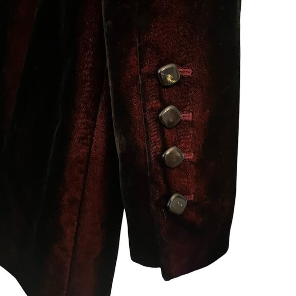 Inas de la Fressange Velvet Blazer Purple Long Line Vintage FLAW Whimsy Goth - Picture 6 of 12